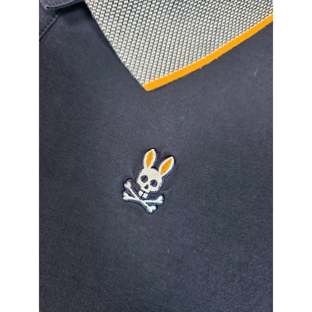 Psycho Bunny Polo Shirt Mens 4XL Navy Blue Pima Cotton Spandex Short Sleeve Logo - Picture 5 of 10